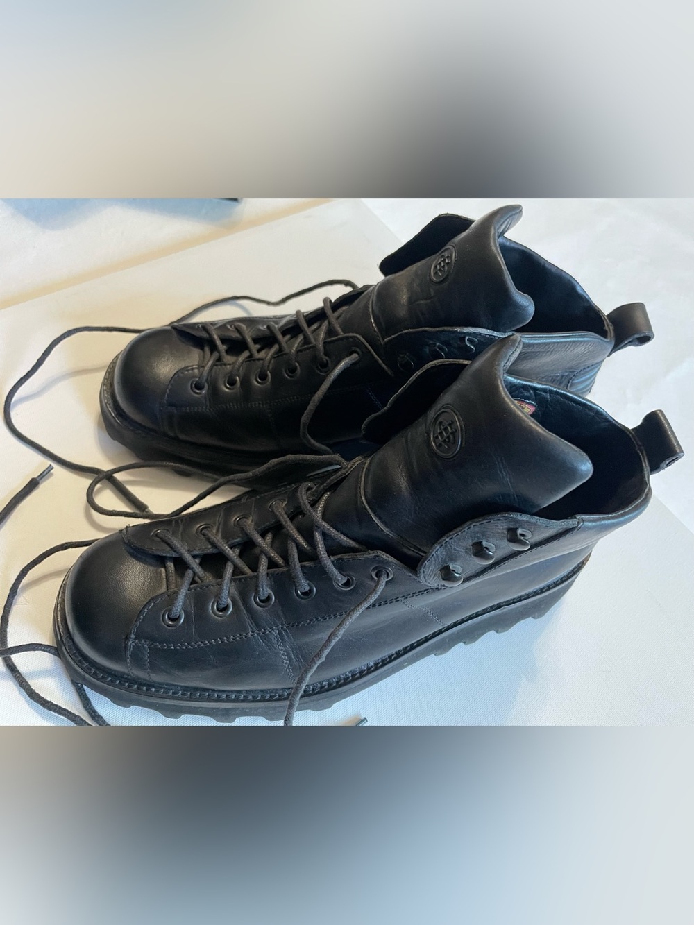 Cole Haan Men’s Black Leather Lace-Up High-Top Combat Boots Vintage - Picture 4 of 13